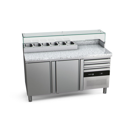 Pizzabänk 2 dörrar och infälld ränna - 1590x700x854mm - Fagor
