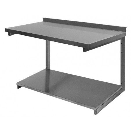 Vägghängd bänkskiva med hyllplan - svetsad - 70 cm djup