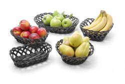 Bread basket - 200x65 mm round black PP