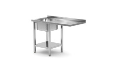 Diskbänk 1200x700x850mm till underbänksdiskmaskiner med ho på höger sida
