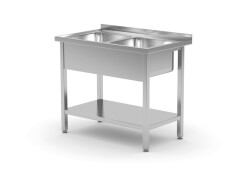 Diskbänk med 2 hoar och hylla - 1000x600x850 mm