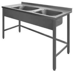 Diskbänk med 2 hoar - svetsad - 70 cm djup