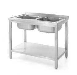 Diskbänk med dubbla hoar + hylla - 1000x700x850 mm självmontering