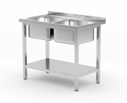 Diskbänk med två hoar (400x400x250mm) och hylla 1000x600x850mm