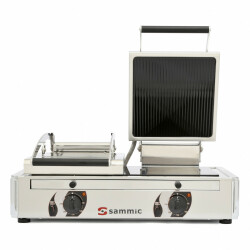 Glaskeramisk klämgrill dubbel slät/räfflad - Sammic