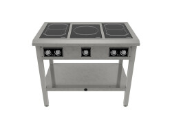 Induktionsspis semipro, 5 runda plattor, (4x Ø220 + 1x Ø280), 1079x650x900mm, Norqi