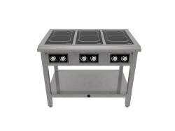 Induktionsspis semipro, 6 runda plattor, Ø220, 1033x650x900mm, Norqi