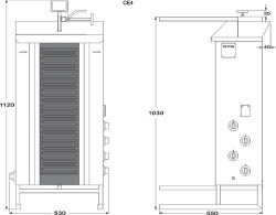 Kebabgrill Potis CE4 - Glaskeramisk - 50 kg