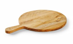 Serveringsbräda med handtag olivträ - Ø320mm
