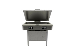 Stekbord 2 zoner, 1132x846x900mm - välj mellan 65, 90, 120 och 150mm djup panna