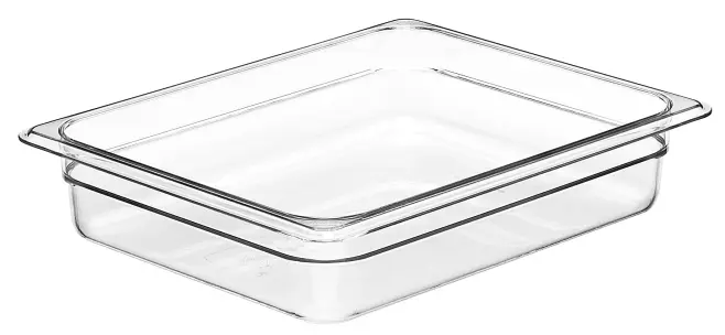 plastkantin cambro genomskinlig på vit bakgrund