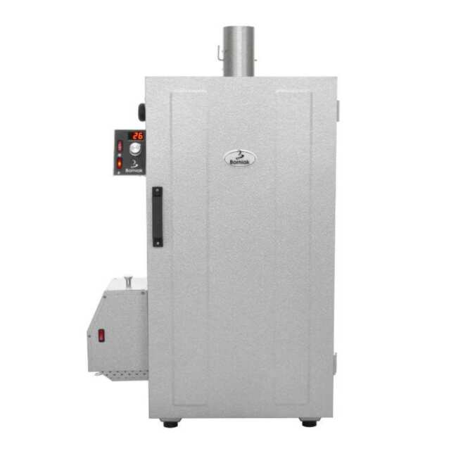 Rökskåp i grått med vit bakgrund