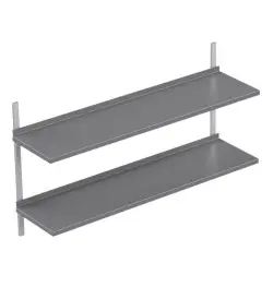 Rostfri vägghylla dubbel - måttbeställd