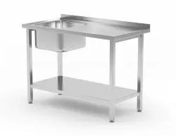 Diskbänk 800x600x850mm med ho 400x400x250mm på vänster