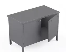 Rostfri arbetsbänk med skåp och fast rostfri hylla - måttbeställd