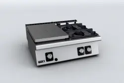 Gasspis, bänkmodell med 2 brännare och solid platta