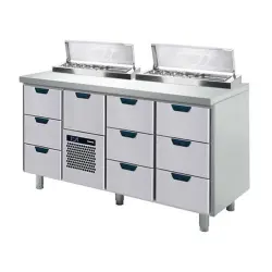 Kallskänksbänk Porkka med 10 lådor - 1660x650x900mm