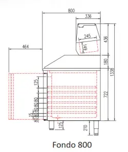 Pizzabänk 250 med neutrala lådor på vänster sida