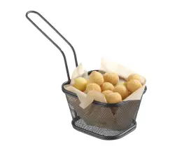 Stapelbar fritöskorg (servering) - svart s.s. 105x90x60 mm