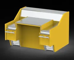 Kassadisk 12 med rak front och upphöjning, 1250x1150x906mm