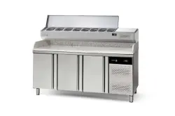 Pizzabänk 800 med granitskiva och 3 dörrar - 2017x800x850mm - Fagor