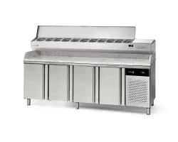 Pizzabänk 800 med granitskiva och 4 dörrar - 2542x800x850mm - Fagor