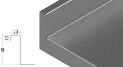 Uppvikt bakkant - 60x20mm