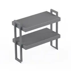 Dubbel överhylla med värme för bänk - måttbeställd