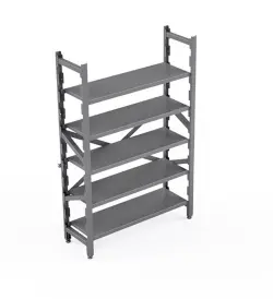 Rostfri självmontage hylla med 5 justerbara hyllplan - krysshylla - måttbeställd