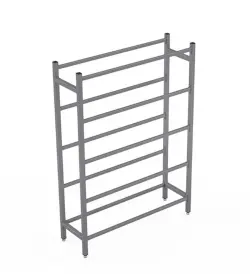 Rostfri hylla med 5 justerbara hyllplan med löstagbara sektioner - måttbeställd