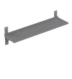 Rostfri vägghylla med rostfria skenor - måttbeställd