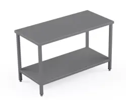 Rostfri arbetsbänk med fast rostfri hylla - måttbeställd