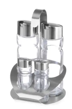 Condiment set 4-piece - oil, vinegar, pepper, salt