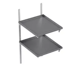 Dubbel vägghylla snedställd för diskkorg - med aluminium skenor