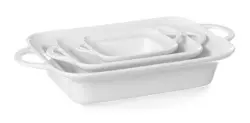 Tapas dish rect. 185x260x55 mm - with handles white porcelain