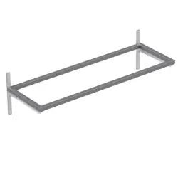 Rostfri vägghylla med löstagbara sektioner och rostfria skenor - måttbeställd