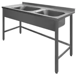 Diskbänk med 2 hoar - svetsad - 70 cm djup