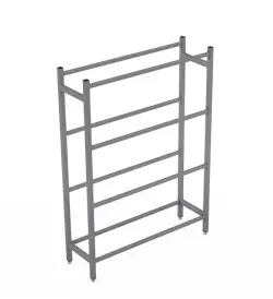 Rostfri hylla med 4 justerbara hyllplan med löstagbara sektioner - måttbeställd