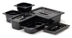 Kantin, GN 1/6 200 mm - svart polykarbonat