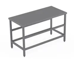 Rostfri arbetsbänk med 2 sektionshyllor - måttbeställd
