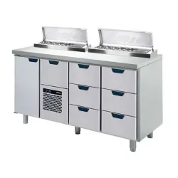 Kallskänksbänk Porkka med 7 lådor och 1 dörr - 1660x650x900mm