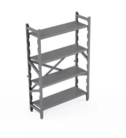 Rostfri hylla med 4 justerbara hyllplan - krysshylla - måttbeställd