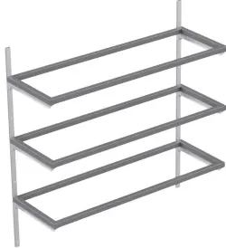 Rostfri vägghylla med löstagbara sektioner trippel - måttbeställd