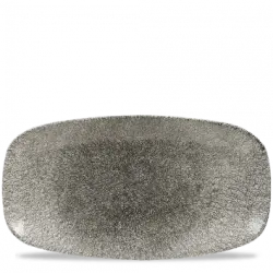 Churchill Raku Quartz Black Chefs Oblong Tallrik 18,9x35,5cm