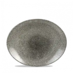 Churchill Raku Quartz Black Orbit Oval Tallrik 27cm
