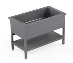 Sköljbord med fast rostfri hylla - måttbeställd