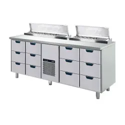 Kallskänksbänk Porkka med 12 lådor - 2060x650x900mm