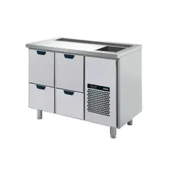 Barkylbänk Porkka med 4 lådor, ränna och isbrunn - 1260x650