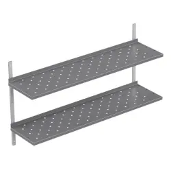 Rostfri perforerad vägghylla dubbel - måttbeställd