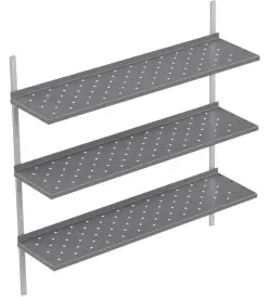 Rostfri perforerad vägghylla trippel - måttbeställd